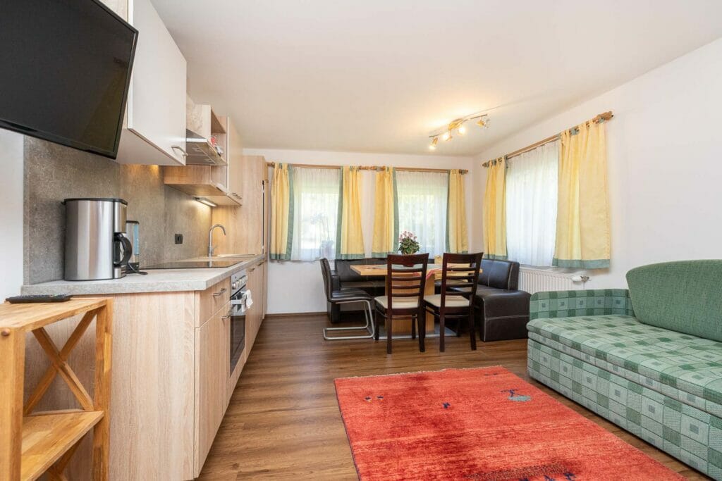 Übersicht über Wohnküche des Appartement 2a in Flachau Winkl