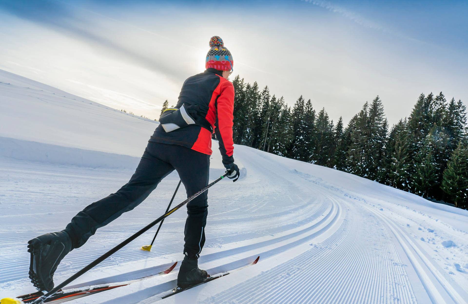 Cross-country skiing on the groomed trails around Flachau